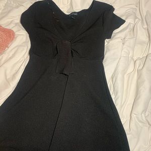 Black front tie dress